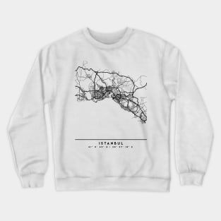 ISTANBUL TURKEY BLACK CITY STREET MAP ART Crewneck Sweatshirt